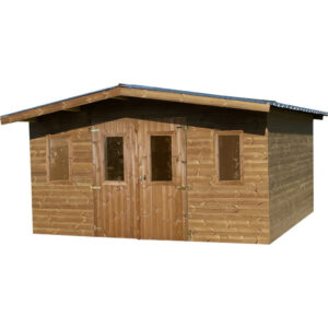 Abri Thermabri Double Pente 15,14 m² - Bois Thermochauffé - Bac Acier - Sans Plancher