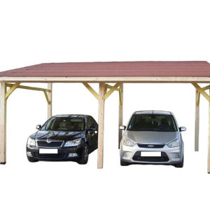 Auvent bois monopente double voiture 29,34 m² - structure lamellé-collé - toiture shingle