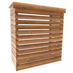 Cache climatiseur extérieur XL - Bois thermochauffé - Ventelles fixes - Fixation murale ou au sol - 0,77 m²