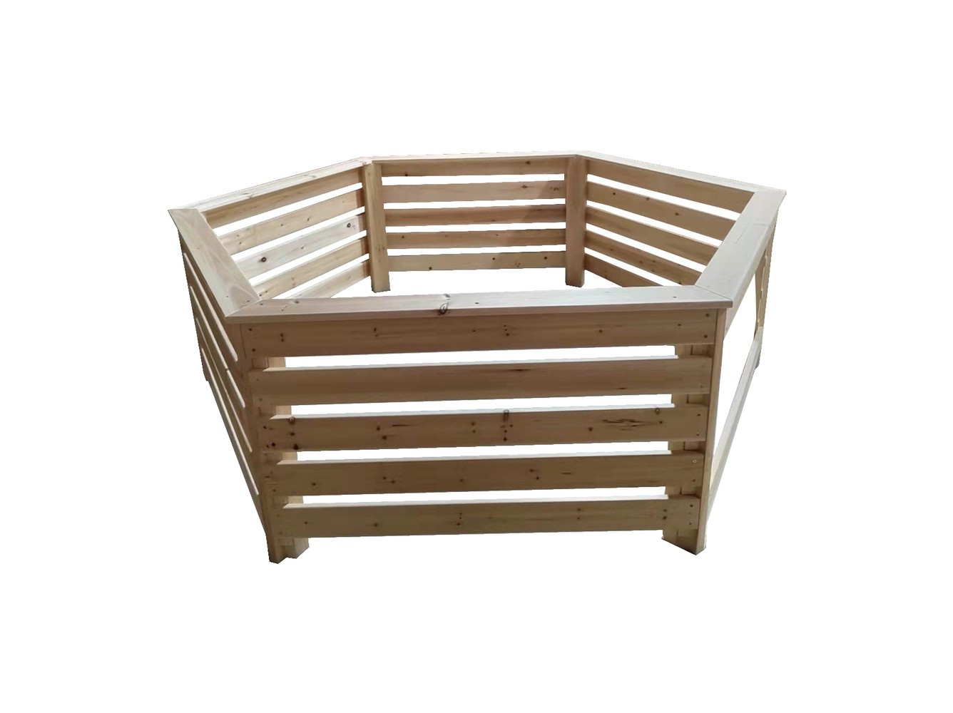 Habillage bois hexagonal - 2,35 x 1,84 x 0,71 m - spas et piscines