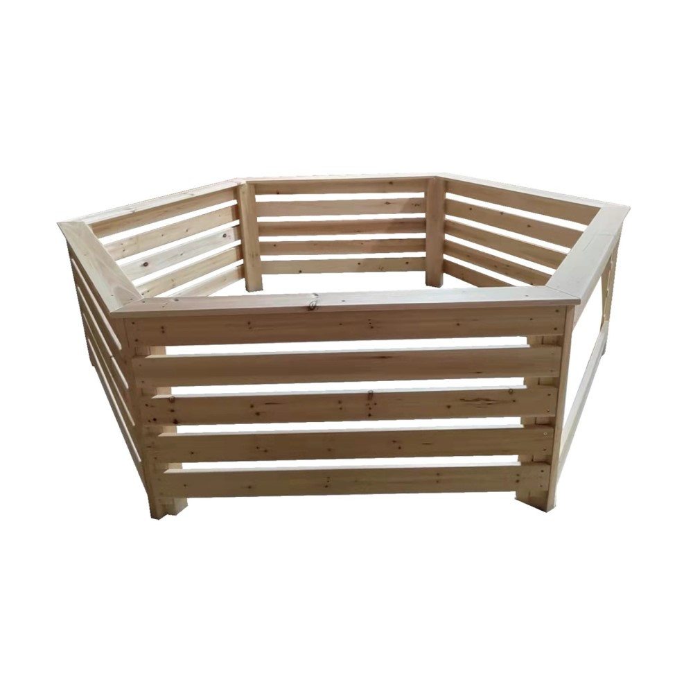 Habillage Bois Hexagonal - 2,63 x 2,09 m - Sapin Massif - Compatible Spas et Piscines Gonflables