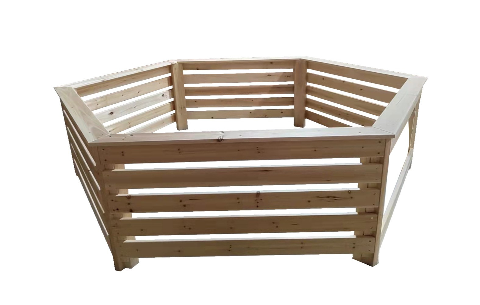 Habillage Bois Hexagonal - 2,77 x 2,21 m - Sapin Massif - Compatible Spas et Piscines Gonflables