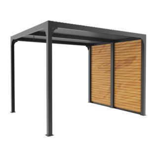 Pergola bioclimatique ALUMINIUM 7,20 m² - gris anthracite - ventelles latérales