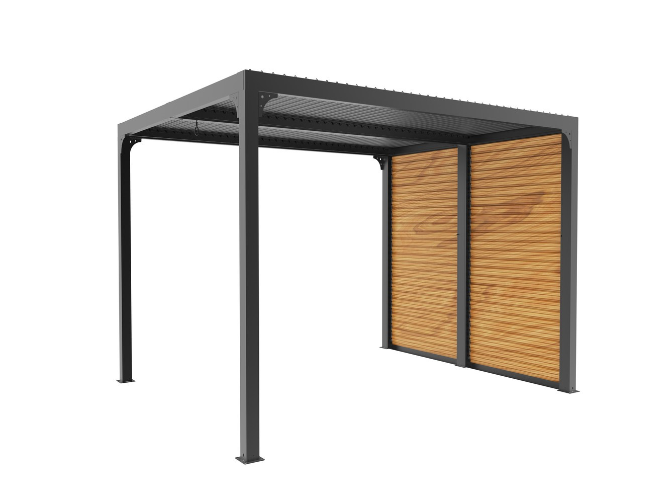 Pergola bioclimatique ALUMINIUM 7,20 m² - gris anthracite - ventelles latérales