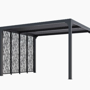 Pergola Bioclimatique Aluminium Gris Anthracite avec 4 Panneaux Moucharabieh - 10,80 m² - Lames Orientables Manuelles