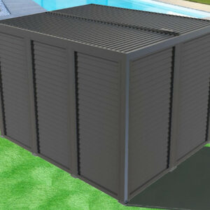 Pergola Bioclimatique Aluminium Gris Anthracite avec Panneaux Moucharabieh et Ventelles Latérales Mobiles - 10,80 m² - Lames Ori