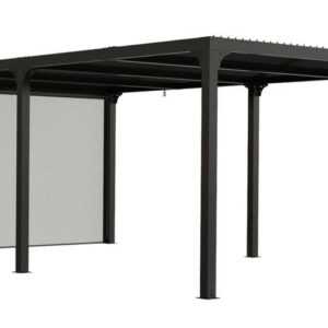 Pergola Bioclimatique Aluminium XXL avec Rideau Manuel - Gris Anthracite - 21,52 m²