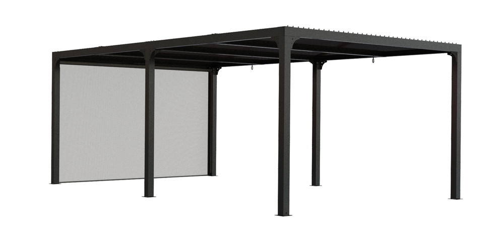 Pergola Bioclimatique Aluminium XXL avec Rideau Manuel - Gris Anthracite - 21,52 m²