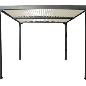 Pergola bioclimatique / Surf. 10,80 m2 / toit lames ovales coloris écru - Alu
