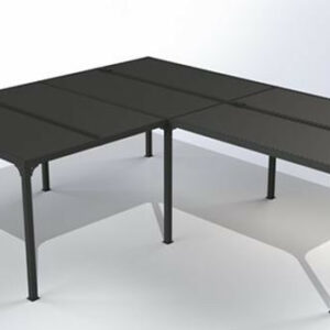 Pergola bioclimatique XXL 32,63 m² en aluminium - Forme en L - Gris anthracite