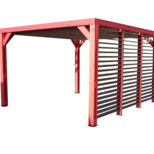 Pergola en bois massif traité - ventelles mobiles - dimensions 341 x 313 cm - visserie inox