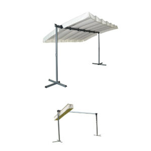 Pergola Marquise - 3,60 x 2,50 m - Finition époxy gris anthracite avec toile pivotante et extensible