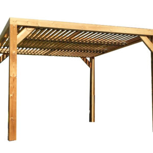 Pergola Thermauvent - Bois thermochauffé - Ventelles mobiles - 3,41 x 3,13 m