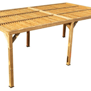 Pergola Thermauvent - Bois thermochauffé - Ventelles mobiles sur le toit - 3,41 x 6,14 m
