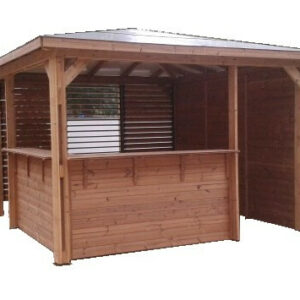 Pool house Blueterm 3,50 x 3 m - bois thermochauffé - parois, ventelles et comptoirs