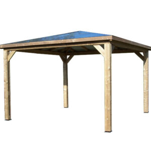 Pool house Blueterm bois thermochauffé 3,50 x 3,50 m - 12,25 m² - toiture ACP