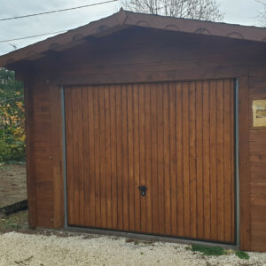 Porte battante double pour garage bois - épicéa massif 40 mm - ferrures traditionnelles