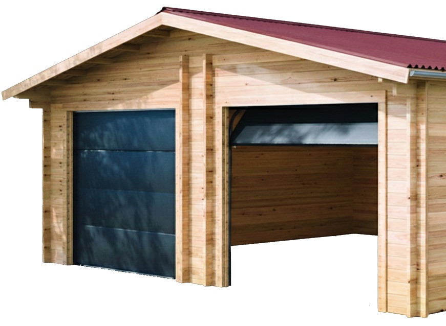 Porte sectionnelle motorisée pour garage bois - aluminium et panneaux PVC - ouverture verticale