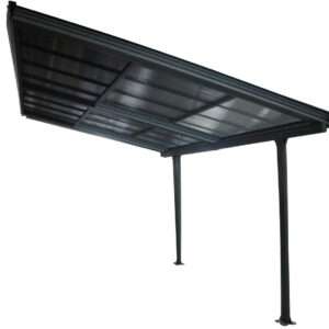 Toit terrasse aluminium gris anthracite - 12,04 m² - Toit amovible - Panneaux polycarbonate anti-UV 6 mm