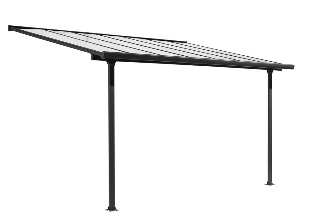 Toit terrasse aluminium gris anthracite avec rideau d'ombrage extensible