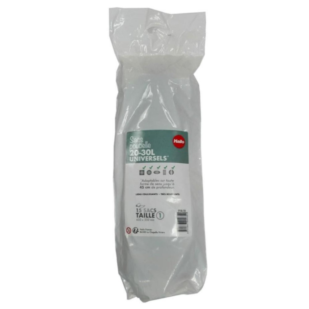 15 sacs poubelle fermeture à coulisse 30L