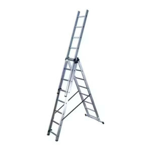 Échelle transformable 3 plans 2,25 à 5 m - aluminium - 3 x 8 échelons