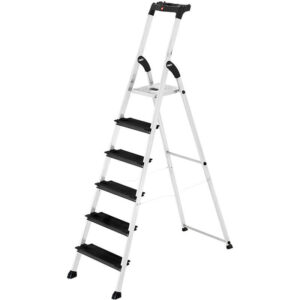 Escabeau pro aluminium HAILO XXL Blackline 6 marches avec tablette porte-outils
