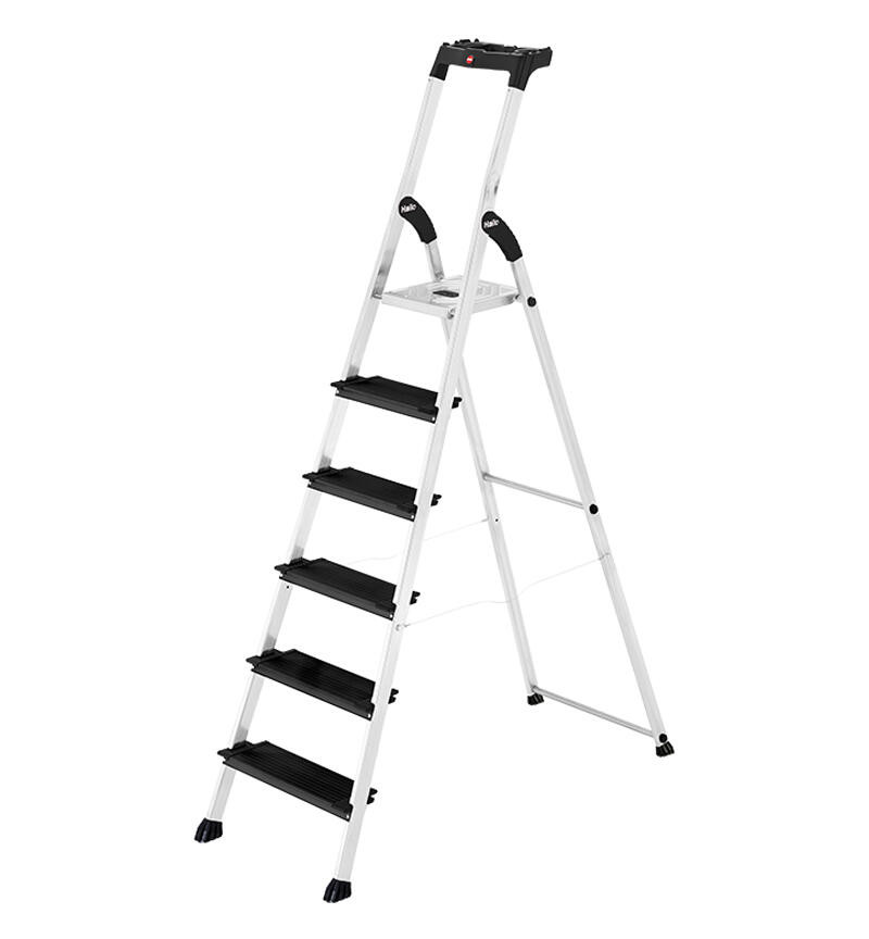Escabeau pro aluminium HAILO XXL Blackline 6 marches avec tablette porte-outils
