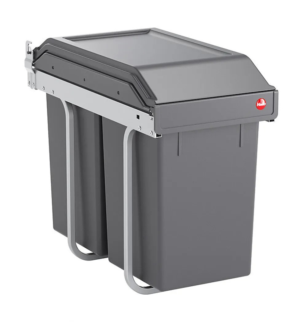 Poubelle de tri encastrable 30 L sous évier - 2 bacs 15 L - gris anthracite