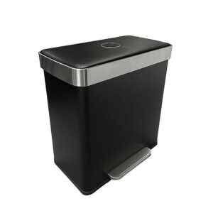 Poubelle de tri sélectif 60 L avec 2 bacs - pédale et fermeture soft-close - noir mat