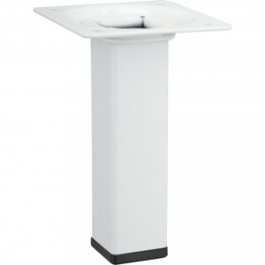 Pied de meuble carré fixe acier époxy blanc, 10 cm