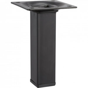 Pied de meuble carré fixe acier époxy noir, 10 cm