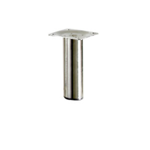 Pied de meuble cylindrique fixe acier brossé gris, 10 cm