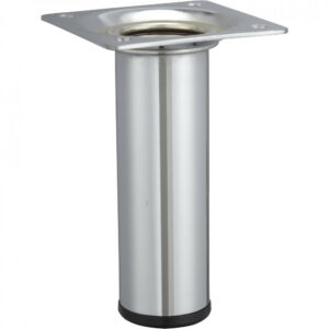 Pied de meuble cylindrique fixe acier chromé gris, 10 cm