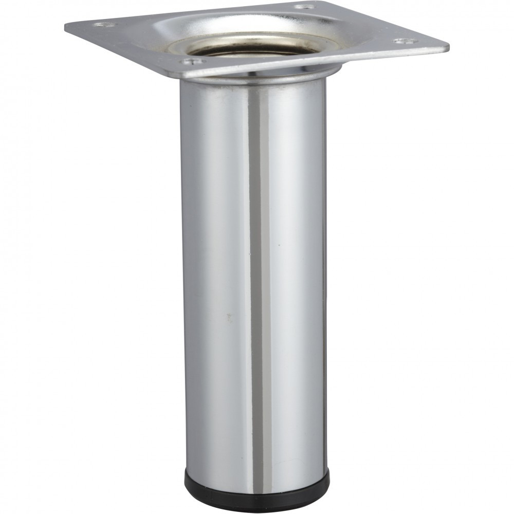 Pied de meuble cylindrique fixe acier chromé gris, 10 cm