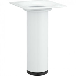 Pied de meuble cylindrique fixe acier époxy blanc, 10 cm