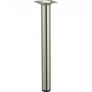 Pied de table basse cylindrique fixe acier brossé gris, 30 cm