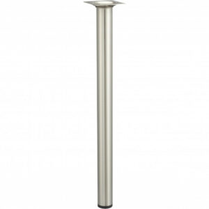 Pied de table basse cylindrique fixe acier brossé gris, 40 cm