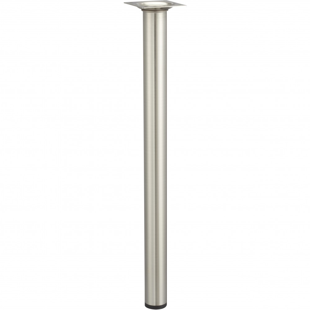 Pied de table basse cylindrique fixe acier brossé gris, 40 cm