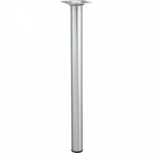 Pied de table basse cylindrique fixe acier chromé gris, 40 cm