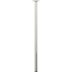 Pied de table basse cylindrique fixe acier chromé gris, 70 cm