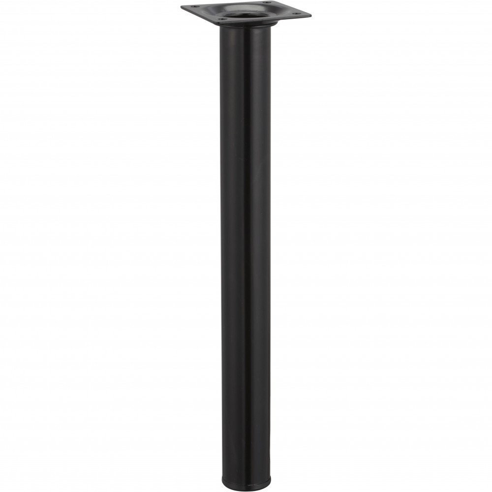Pied de table basse cylindrique fixe acier époxy noir, 30 cm