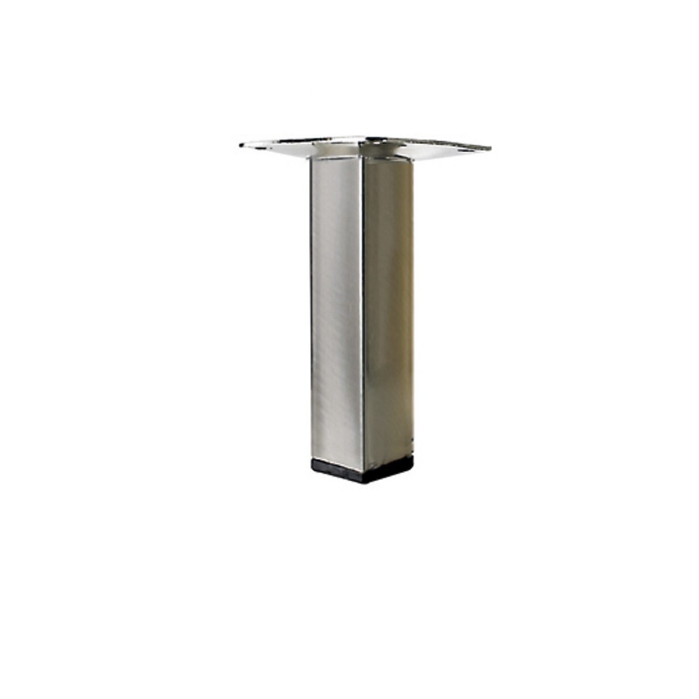 Pied meuble carré HETTICH fixe acier brossé gris