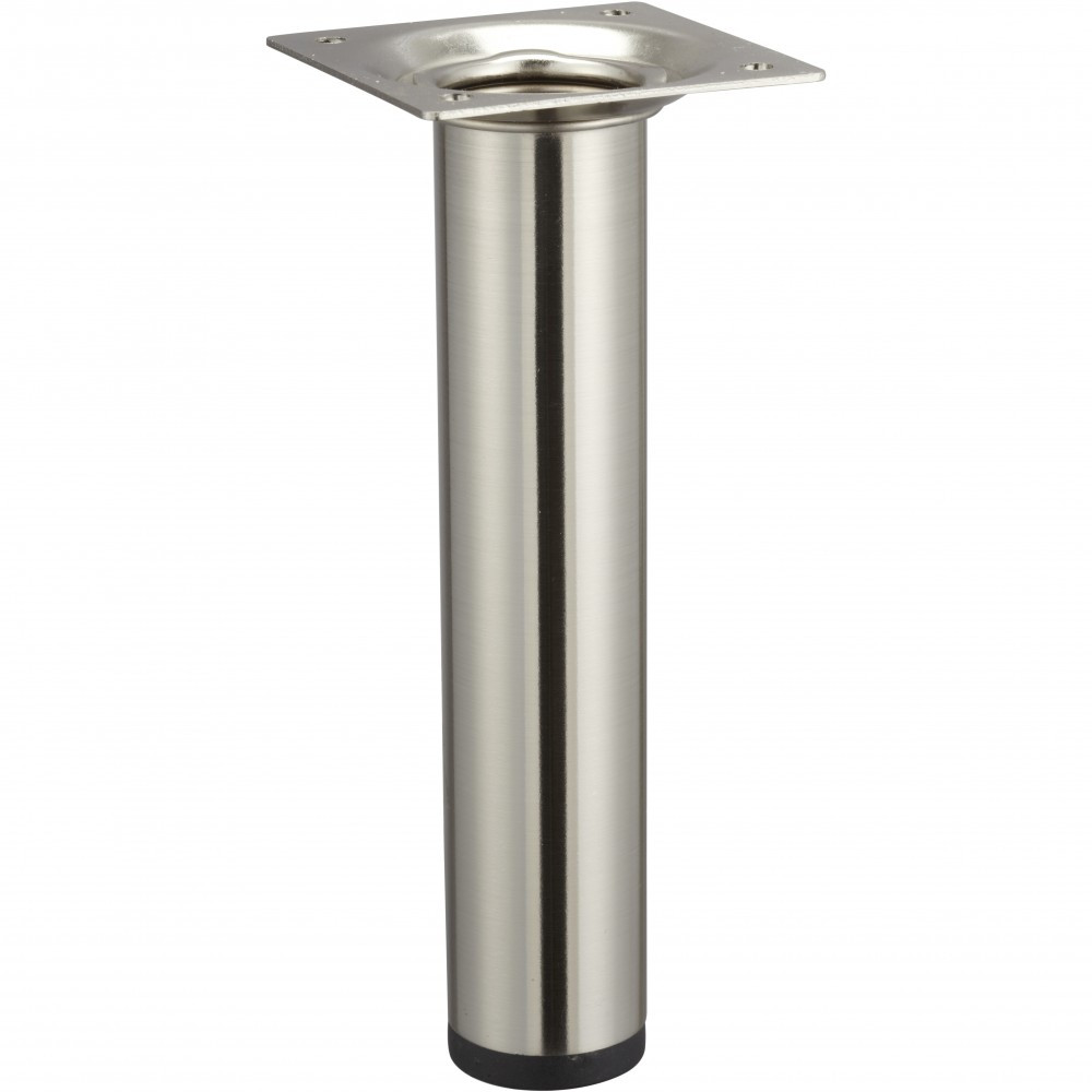 Pied meuble cylindrique HETTICH fixe acier brossé gris