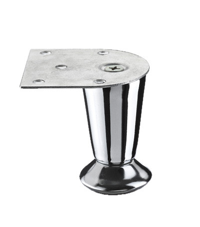 Pied meuble cylindrique HETTICH fixe acier chromé gris - H. 70 mm