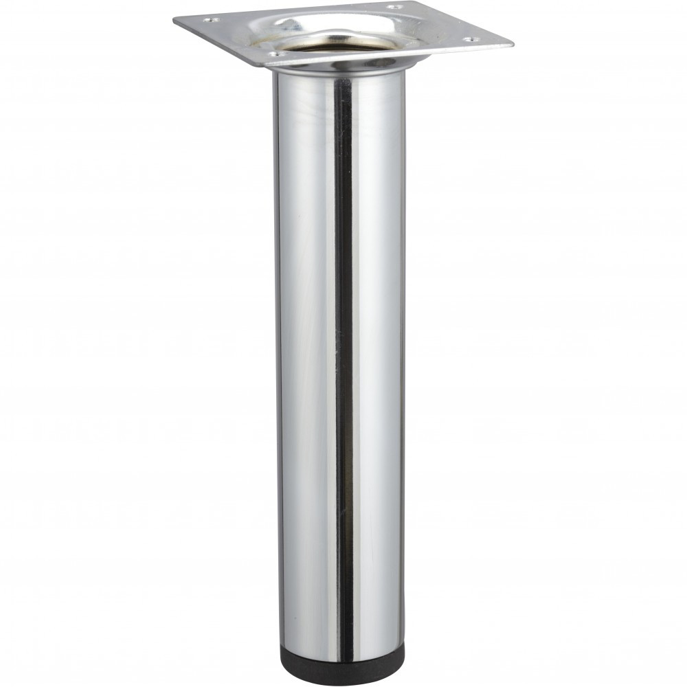 Pied meuble cylindrique HETTICH fixe acier chromé gris