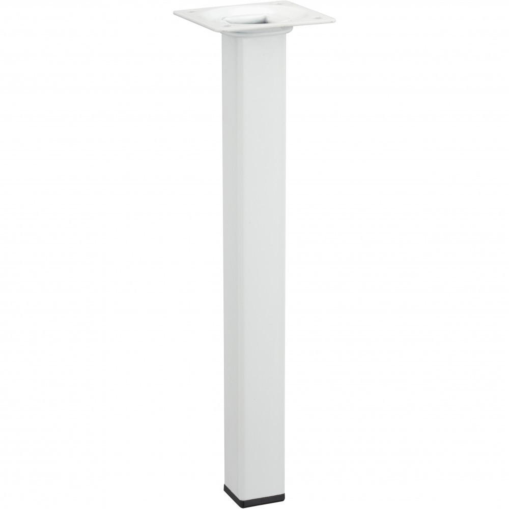 Pied table basse carré HETTICH fixe acier époxy blanc