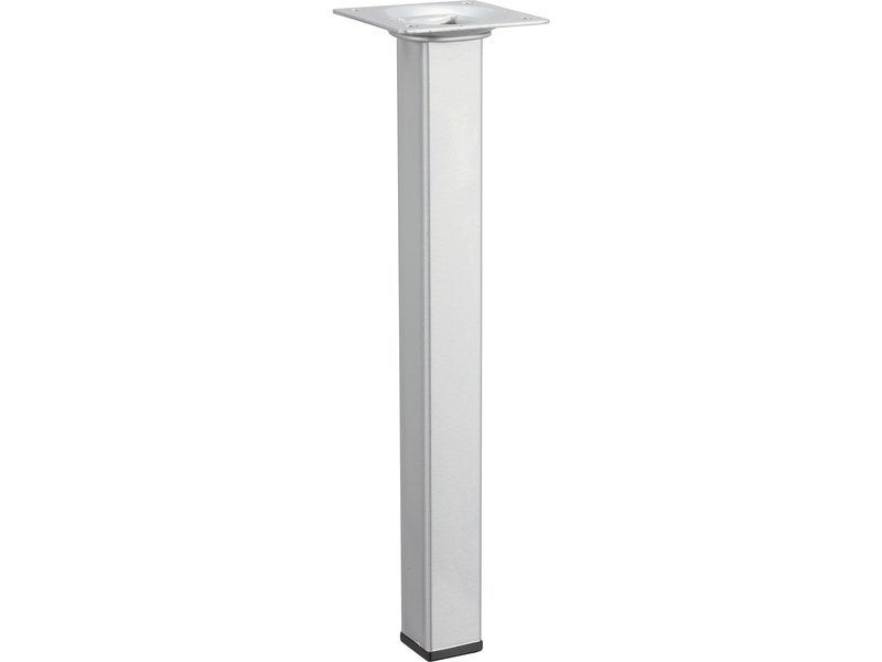 Pied table basse carré HETTICH fixe, H.25 cm acier mat gris