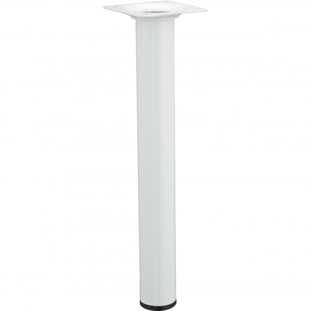 Pied table basse cylindrique HETTICH fixe acier époxy blanc