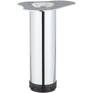 Pied table basse cylindrique réglable, H. 20-23 cm acier chromé